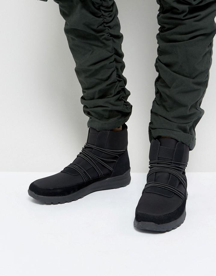 Asos High Top Sneaker Boots In Black With Extended Laces - Black