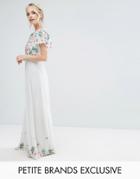 Frock And Frill Petite Premium Floral Embellished Top Maxi Dress - Green