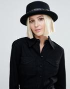 Genie By Eugenia Kim Devon Flat Rim Hat With Studed Ribbon Trim - Black