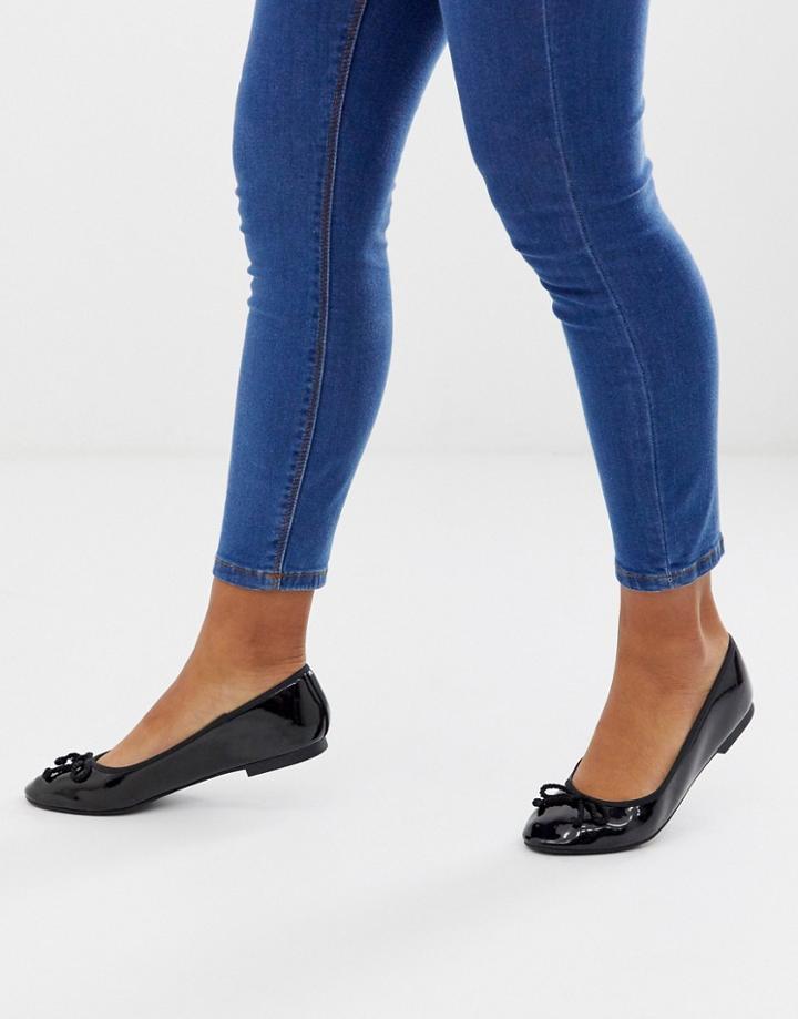 Asos Design Loretta Bow Ballet Flats In Black - Black