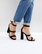 Public Desire Black Oyster Triple Strap Sandals - Black