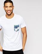 Jack & Jones T-shirt With Contrast Floral Pocket - White