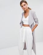New Look Waterfall Side Split Duster Coat - Gray