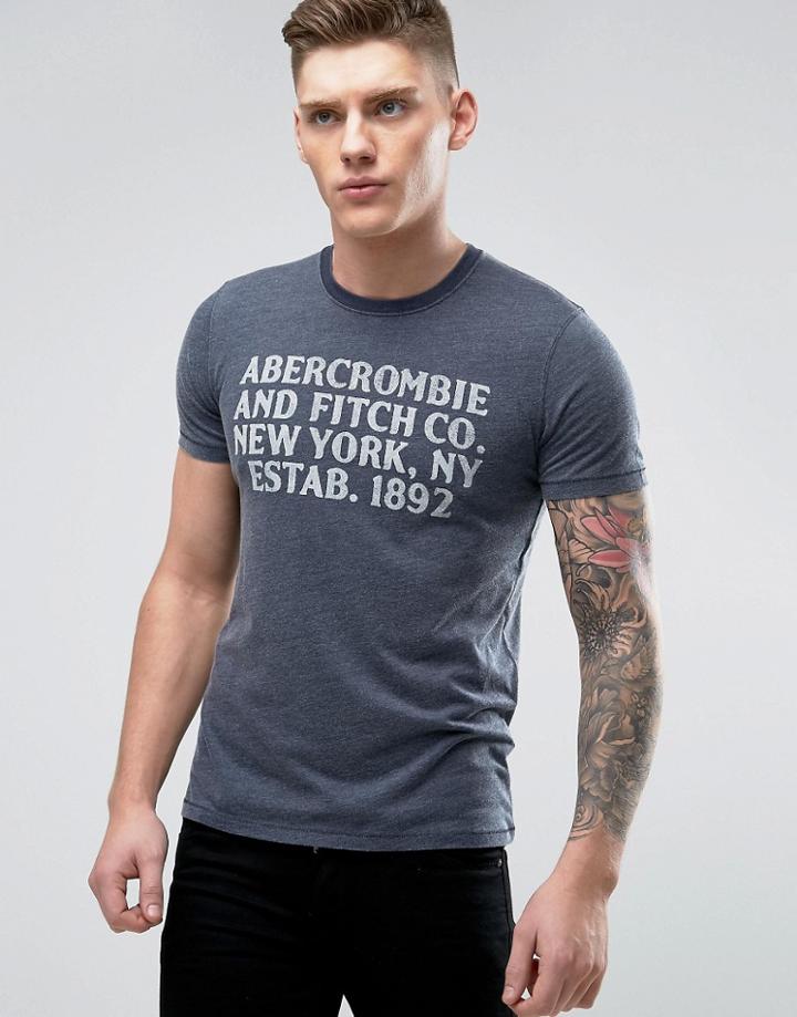 Abercrombie & Fitch Burnout T-shirt Muscle Slim Fit Abercrombie Print In Navy - Navy