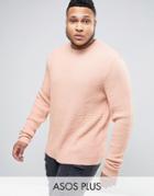 Asos Plus Oversized Textured Sweater With Slouchy Sleeves - Pink