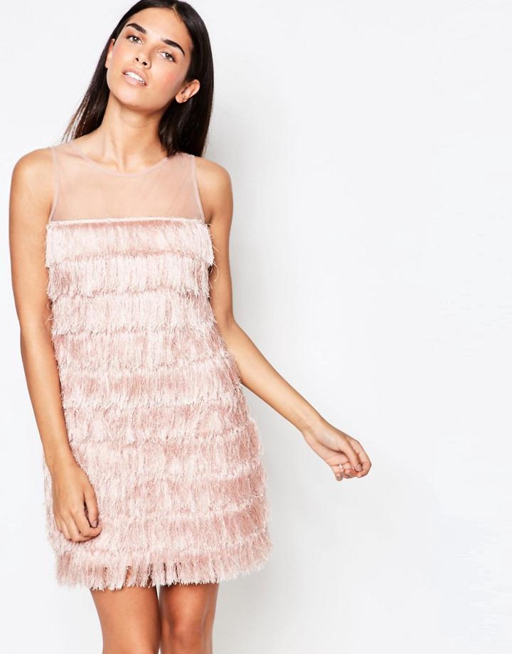 Rare Fringed Shift Dress - Pink