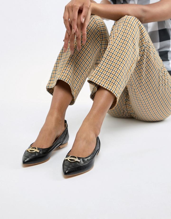 Love Moschino Flat Ballerina Shoes - Black