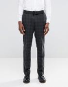 Asos Slim Suit Pants In Charcoal With Black Check - Gray