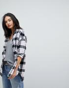 Asos Oversized Shirt In Mono/red Check - Multi