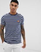Ellesse Sailo Striped T-shirt With Logo In Navy - Navy