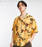 Collusion Revere Printed Oversized Festival Shirt In Yellow