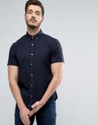 Original Penguin Slim Oxford Shirt Short Sleeve Buttondown In Navy - Navy