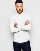 Asos Skinny Shirt With Circle Print And Long Sleeves - White