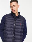 Polo Ralph Lauren Terra Player Logo Recycled Nylon Puffer Vest In Navy