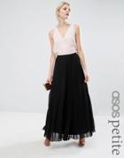 Asos Petite Pleated Maxi Skirt - Black