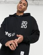 Asos Dark Future Set Oversized Hoodie In Black With Multi-placement Print