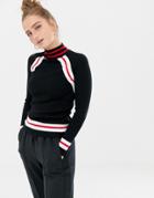 New Look Chevron Stripe Sweater - Black