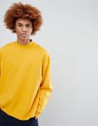 Asos Oversized Sweatshirt With Deep Neck Trim In Yellow - Yellow