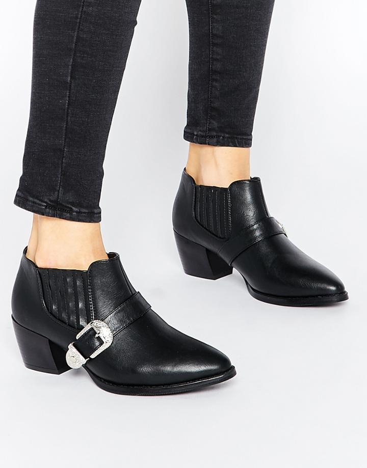 Truffle Collection Margie Western Ankle Boots - Black Pu
