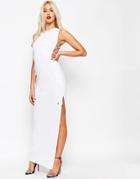 Asos Lace Up Side Scuba Maxi Dress - White