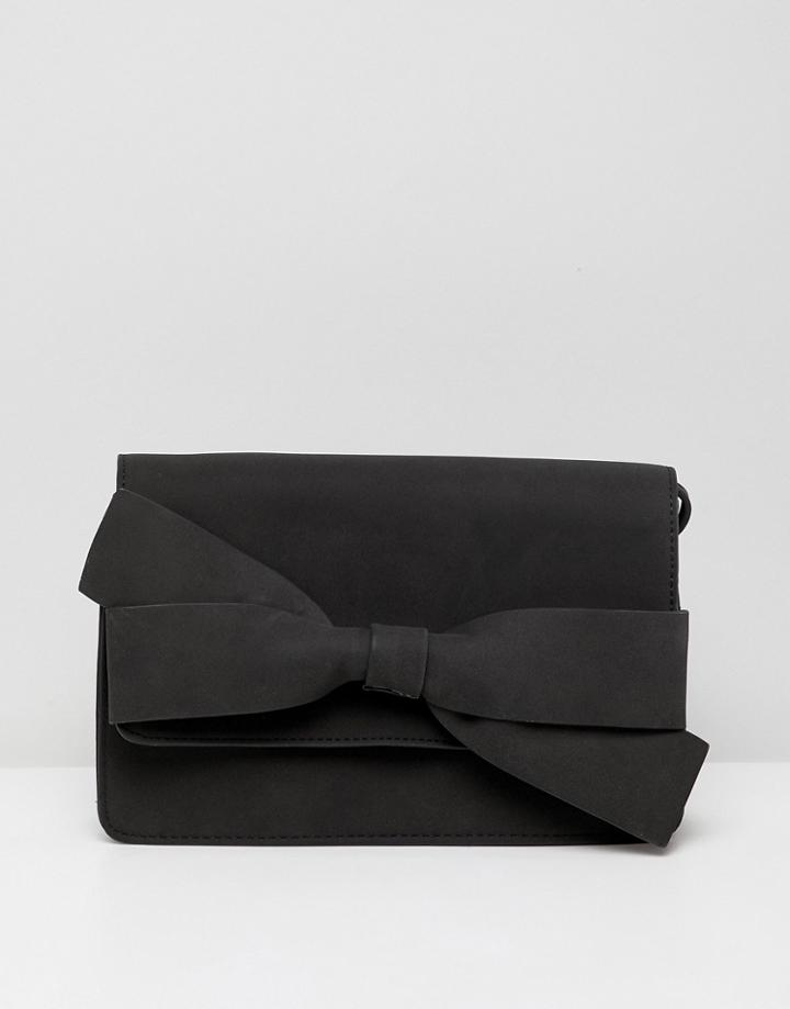 Pieces Therese Bow Front Crossbody Handbag - Black
