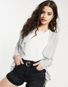 Oasis Lace Drap Cardigan In Gray-grey