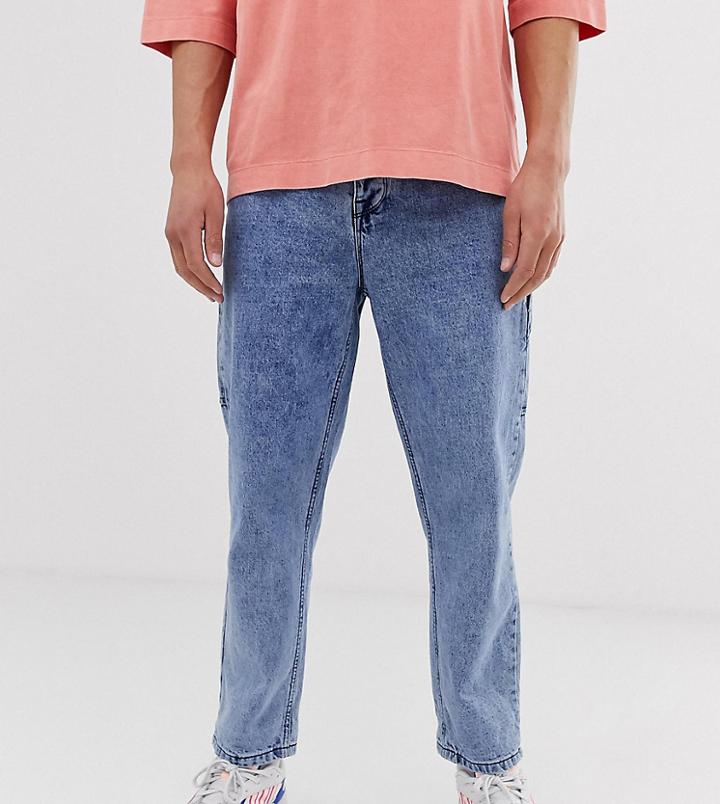 Collusion X004 Carpenter Skater Jeans In Mid Wash Blue