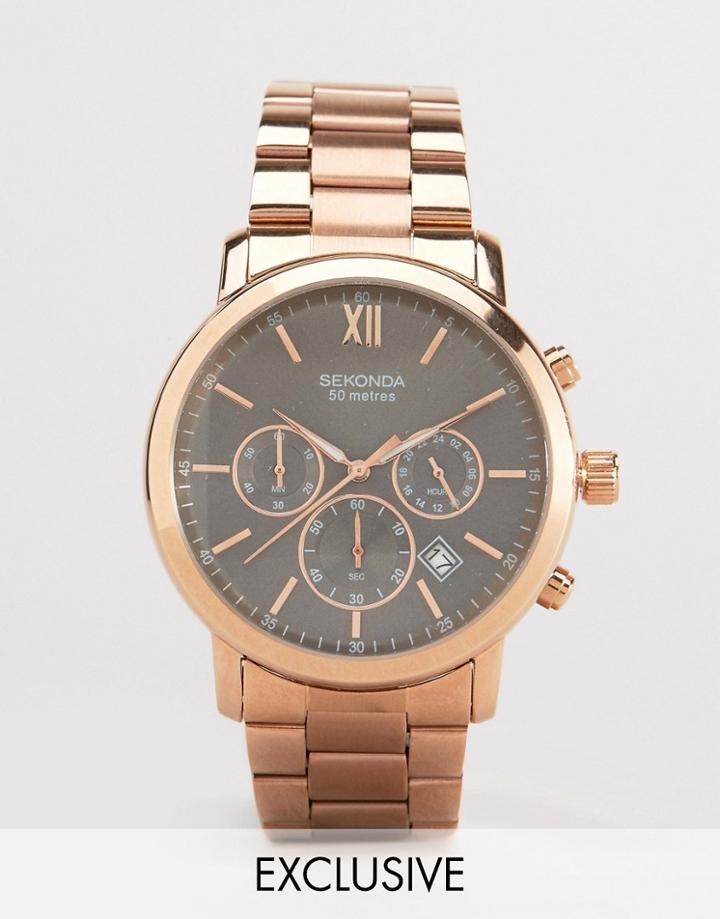 Sekonda Chronograph Bracelet Watch With Black Dial Exclusive To Asos - Gold