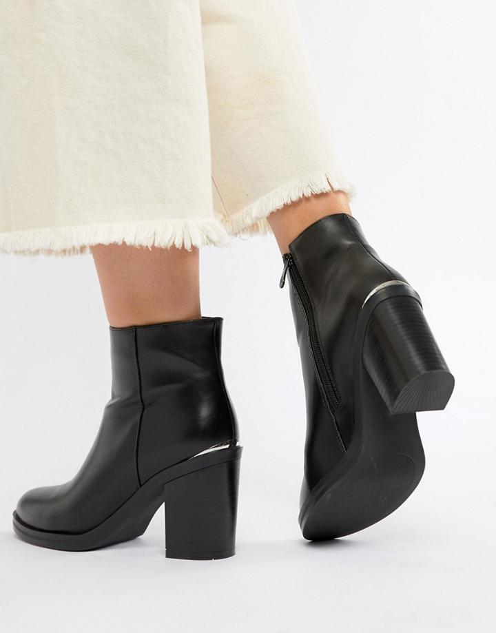 Raid Lorena2 Black Plated Heeled Ankle Boots - Black