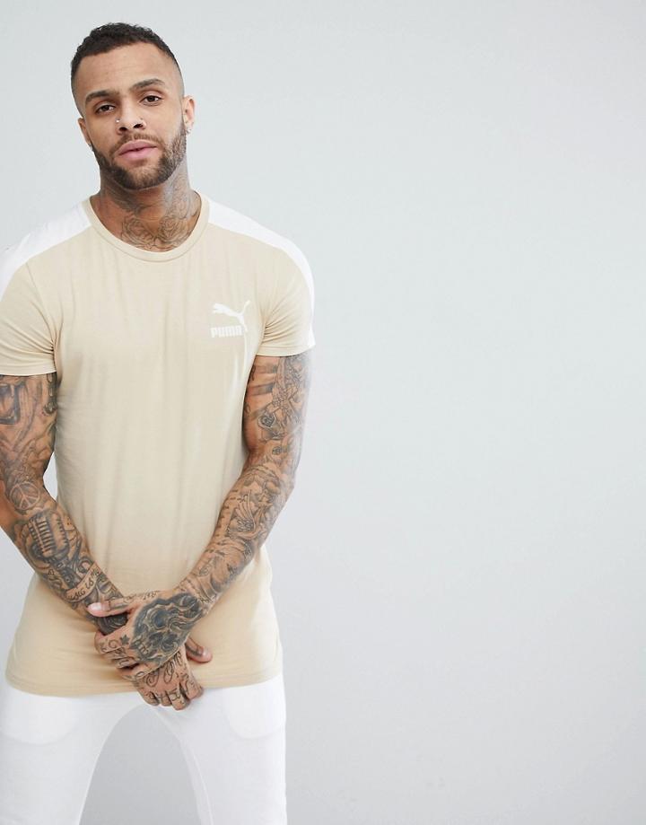 Puma Archive T7 Stripe T-shirt In Beige 57501543 - Black