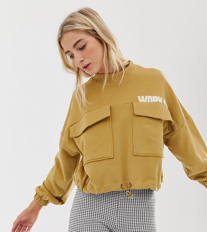Pull & Bear Pocket Front Utility Sweat In Beige - Beige