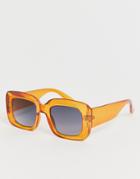 Asos Design Mid Square Sunglasses In Orange