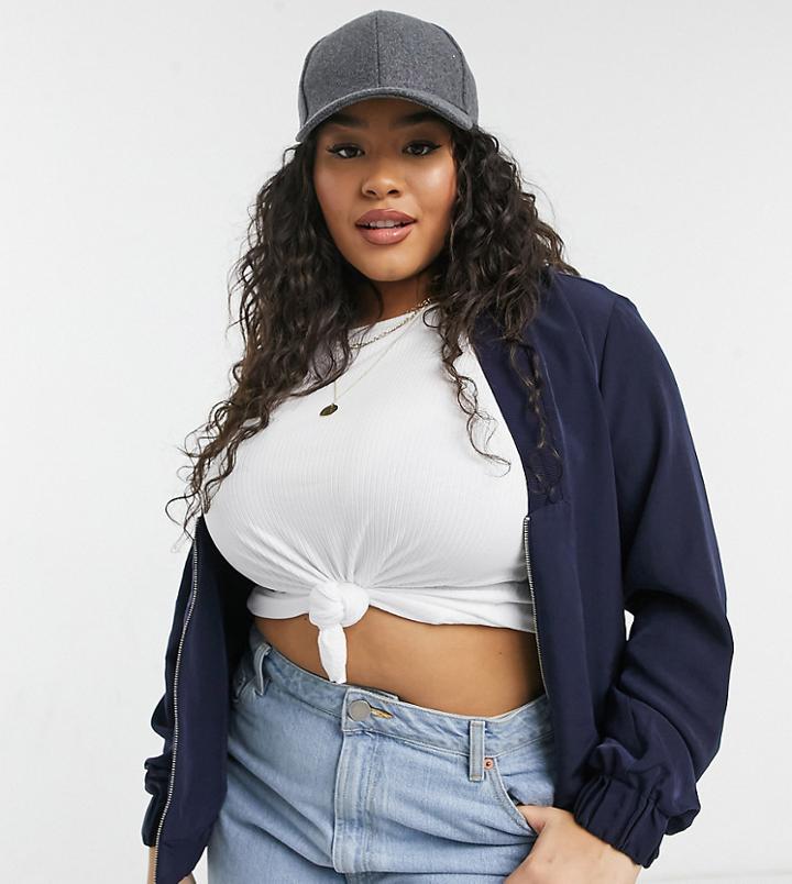 Simply Be V-neck Bomber Jacket In Navy