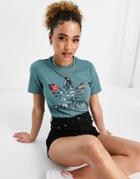 Adidas Originals X Her Studio T-shirt With Tropical Floral Trefoil In Emerald-green