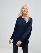 Noisy May Fran Raglan Seam Long Sleeved Top - Navy