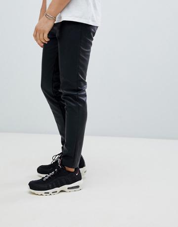 Boohooman Faux Leather Pants In Black - Black