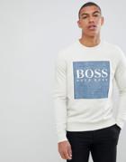 Boss Wedford Large Logo Sweat In Oatmeal - Beige