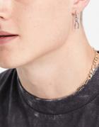 Designb Wishbone Hoop And Stud Earrings In Silver