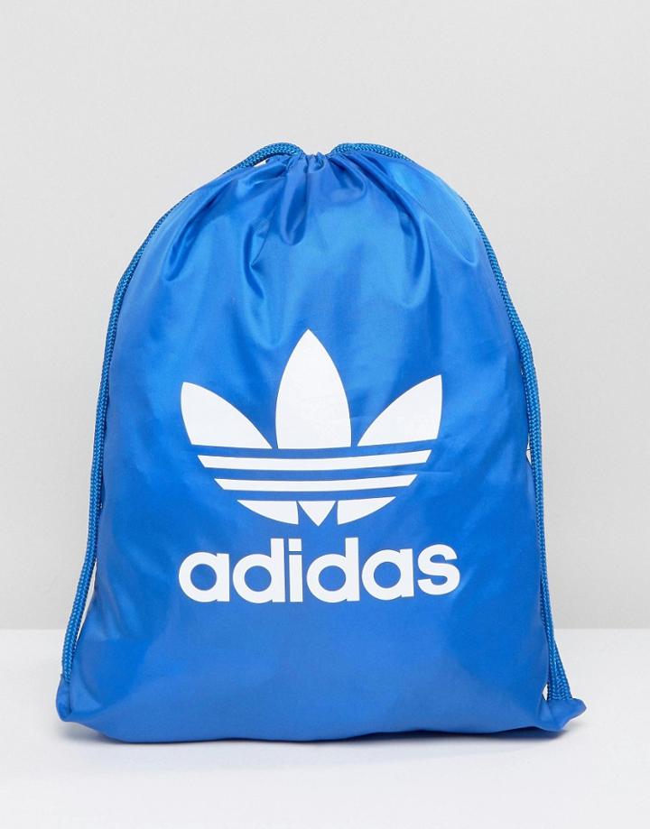 Adidas Originals Trefoil Drawstring Backpack In Blue Bj8358 - Blue
