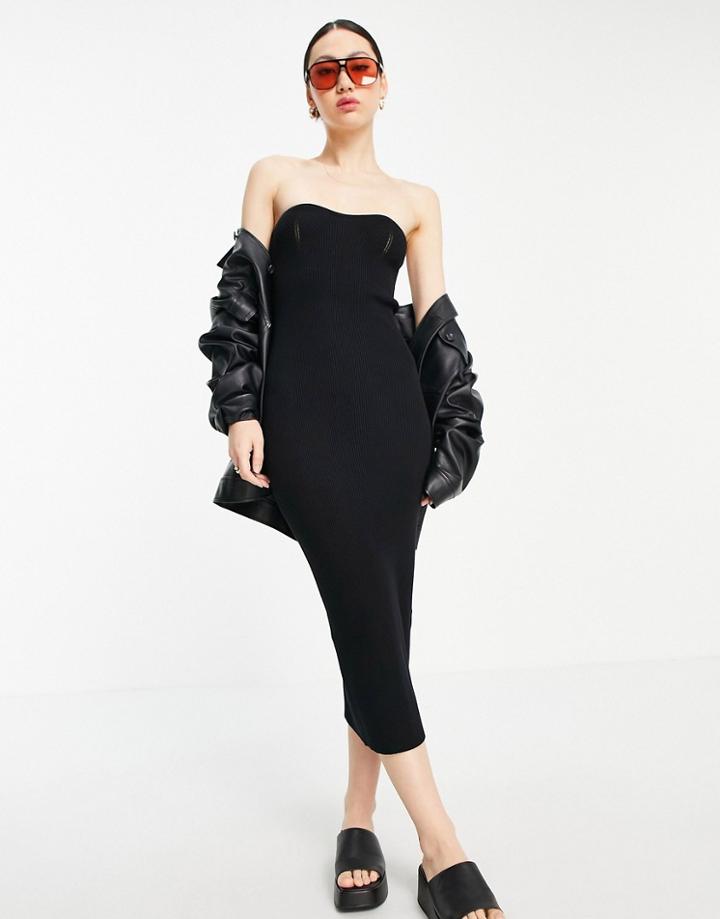 Asos Design Bandeau Maxi Dress With Sweetheart Neckline In Black