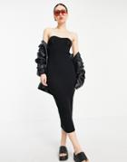 Asos Design Bandeau Maxi Dress With Sweetheart Neckline In Black