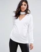 Missguided Choker Neck Sweatshirt - White