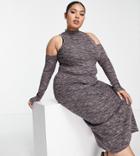 Asos Design Curve Midi Dress With Cold Shoulder In Space Dye-multi