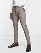 Asos Design Skinny Brushed Wool Mix Suit Pants In Brown