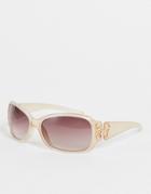 Asos Design Recycled Frame 90s Sunglasses In Pearlized Finish With Temple Detail-pink