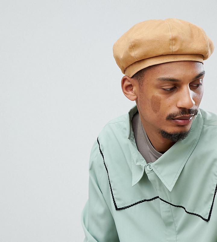 Sacred Hawk Suede Beret Hat In Tan - Tan