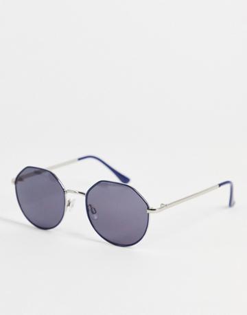Aj Morgan Agenda Round Lens Sunglasses In Blue-silver