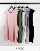 River Island 5-pack Tank Tops In Black