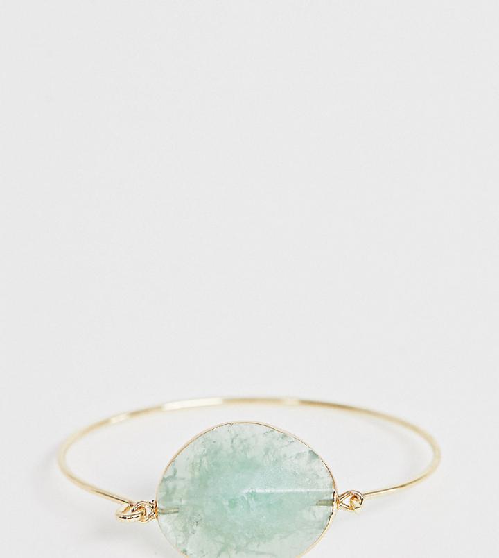 Asos Design Curve Bracelet With Semi-precious Stone Slice In Gold Tone - Gold