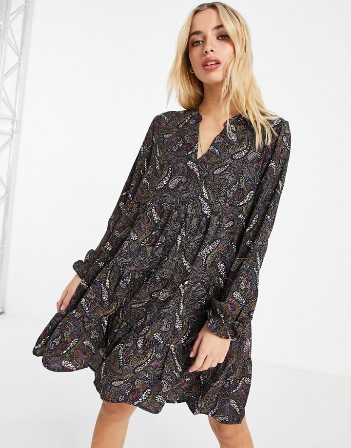 Jdy Smock Mini Dress In Paisley Print-black